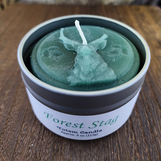 Forest Stag Totem Candle in Tin