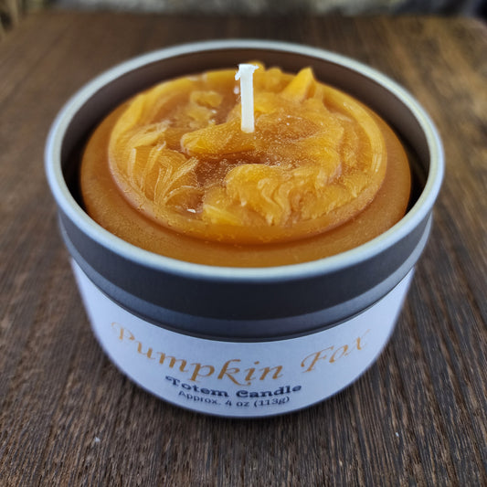 Pumpkin Fox Totem Candle in Tin