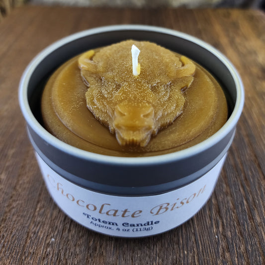 Chocolate Bison Totem Candle in Tin