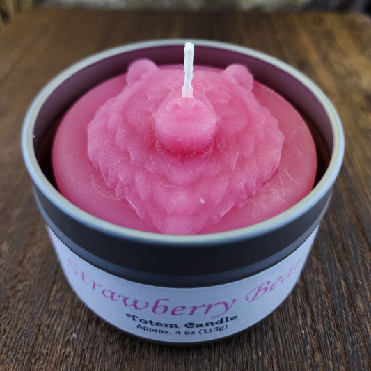Strawberry Bear Totem Candle in Tin