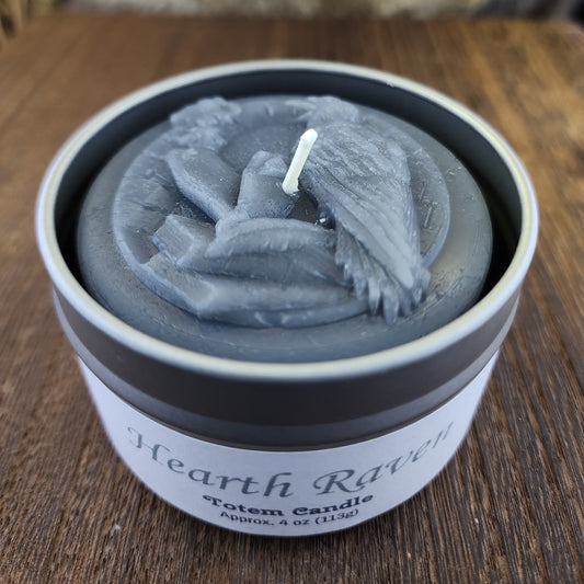 Hearth Raven Totem Candle in Tin