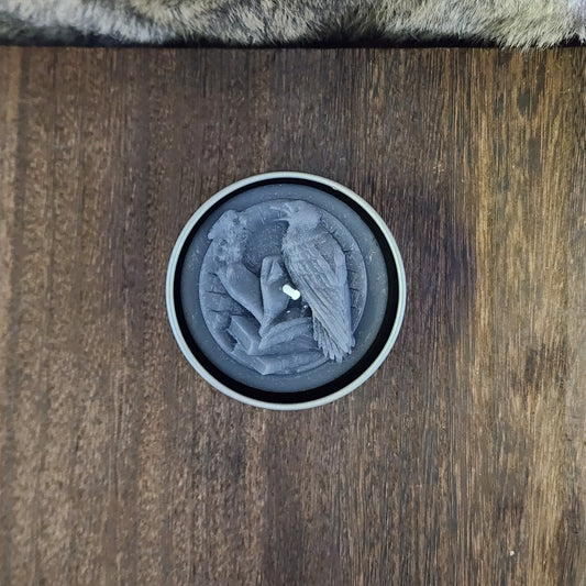 Hearth Raven Totem Candle in Tin