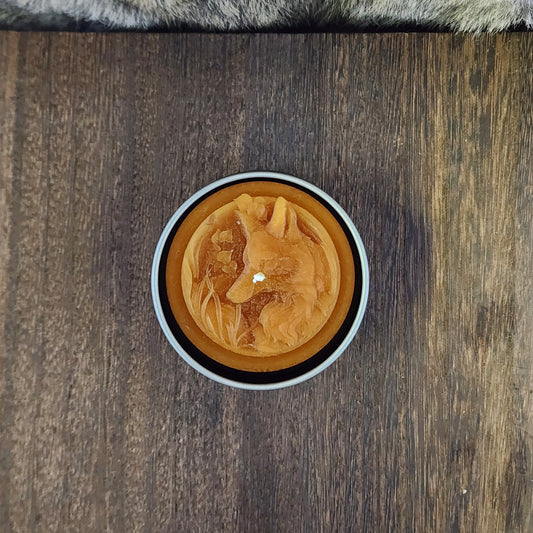 Pumpkin Fox Totem Candle in Tin